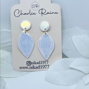 White Shimmer Bridal Earrings